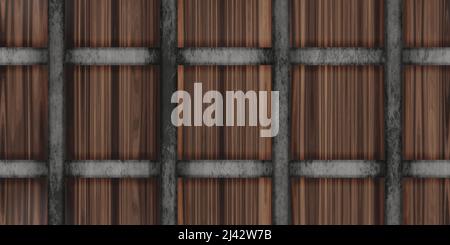 Dead man's Chest - Metall gebänderte Holzkiste für alle Ihre Piraten Beute. 3D erzeugt nahtlose Textur, High-Definition-Muster Stockfoto