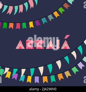 Entwurf für Postkarten und Plakate zur Feier des Johannisfestes. Text auf portugiesisch arraia - Manta ray. Vektorgrafik. Stock Vektor