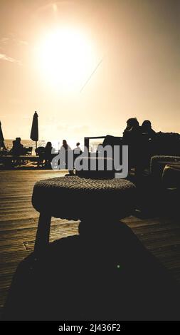 Terrasse am Strand Stockfoto