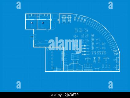 Fitnessraum mit Grundriß. Abbildung des Fitnesscenters 3D. Fitness. Fitnessraum. Fitnessclub. Inneneinrichtung des Fitnessraums. Stockfoto