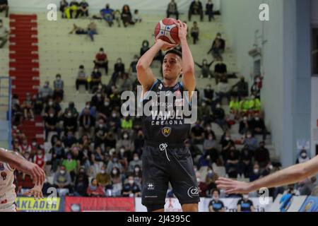 PalaRadi, Cremona, Italien, 10. April 2022, Matteo Spagnolo (Vanoli Cremona) während des Vanoli Basket Cremona gegen Bertram Derthona Tortona - Italienischer Korb Stockfoto