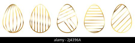 Ostereierset mit goldener Linie Stock Vektor