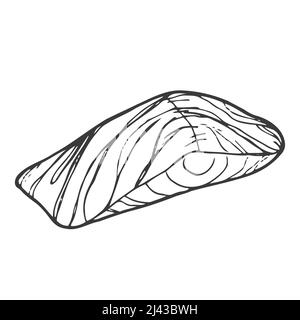 Doodle Vektor Lachssteak handgezeichnete Illustration. Lachsfilet für Sushi Stock Vektor