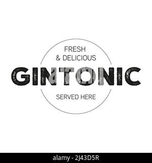 Cocktail Gin Tonic Vintage-Schild Stock Vektor