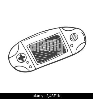 Doodle Gameboy-Konsole. Joystick für das Spiel. Videospielkonzept. Isolierter Vektor Stock Vektor
