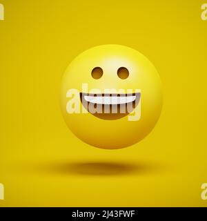 3D Rendering eines breiten Lächeln Emoji Smiley. Stockfoto