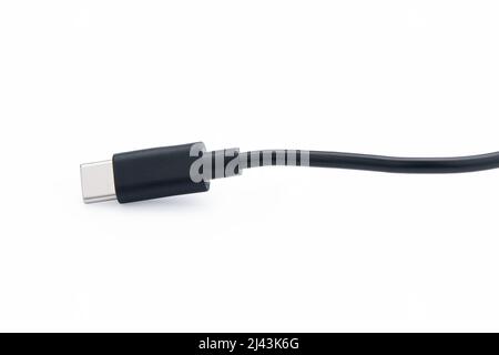 USB-Kabel Typ c isoliert auf weißem Hintergrund. Mit Beschneidungspfad Stockfoto