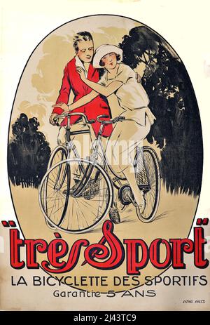 Französisches Vintage-Fahrradplakat - „Trés Sport“ Stockfoto