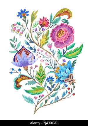Vintage floralen ornamentalen Element im viktorianischen Stil für Dekor, Tapete, Stoff-Design. Stock Vektor