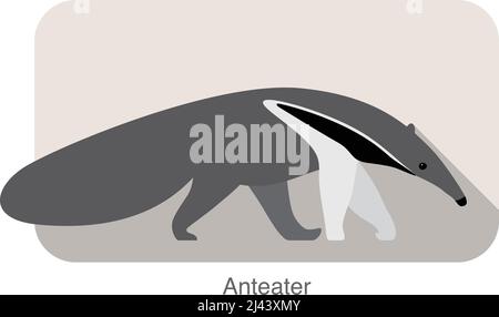 Ameisenbär Gehen und Suchen, Seitenansicht, Vektorgrafik Stock Vektor