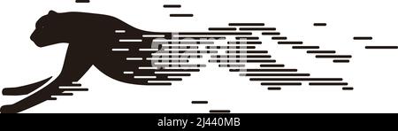 Gepard läuft, einfache Linie, Vektorgrafik Stock Vektor
