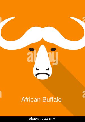 Afrikanisches Büffelgesicht flaches Icon-Design, Vektorgrafik Stock Vektor