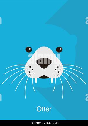 Otter Face flaches Icon-Design, Vektorgrafik Stock Vektor