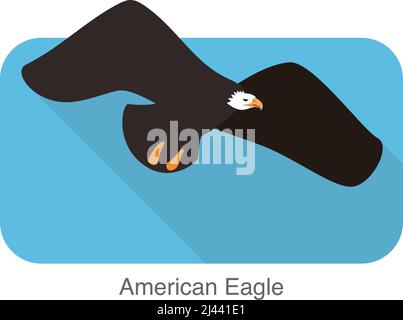 American Eagle fliegt flach Symbol Vektor-illustration Stock Vektor