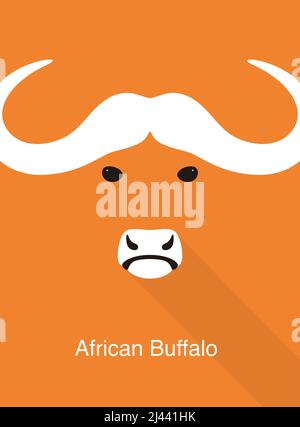 Afrikanisches Büffelgesicht flaches Icon-Design, Vektorgrafik Stock Vektor