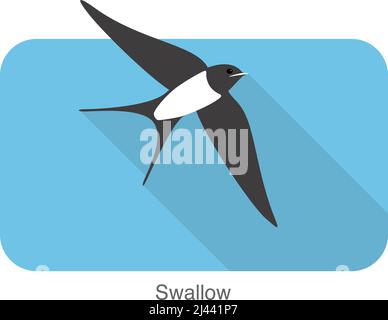 Swallow flat Icon Design, Cartoon, Vektor-Illustration Stock Vektor