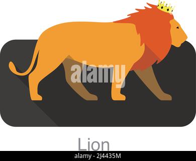 Löwe trägt eine Krone und geht, Vektor-Illustration Stock Vektor