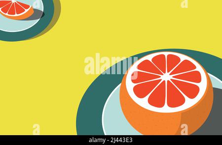 Die geschnittenen Orangen sind auf dem Teller Stock Vektor