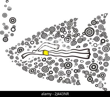 Mann schwimmt mit dem Seerich, wie ein Fisch Stock Vektor