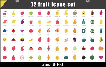 72 flache Symbole, Vektorgrafik Stock Vektor