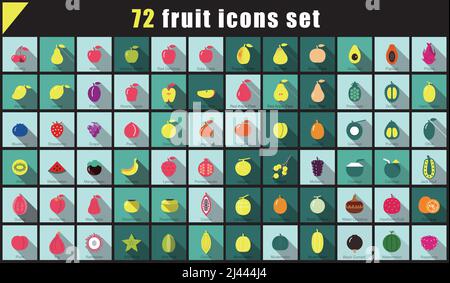 72 flache Symbole, Vektorgrafik Stock Vektor