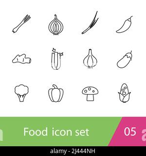 Supermarkt Gemüse Icon Set Design, Vektor-Illustration Stock Vektor