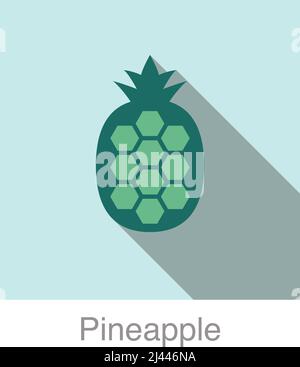 Flache Ikone der Ananasfrucht, Vektorgrafik Stock Vektor
