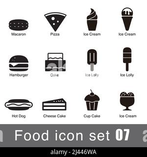 Supermarkt Süßes Essen und Fast Food Icon Set Design, Vektor-Illustration Stock Vektor