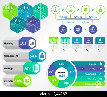 Infografik-Design-Set kann für Workflow-Layout, Diagramm, Jahresbericht, Präsentation, Web-Design verwendet werden. Betriebswirtschaftliches Konzept mit Prozess, Stock Vektor