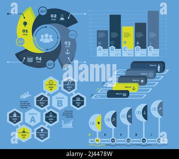 Infografik-Design-Set kann für Workflow-Layout, Diagramm, Jahresbericht, Präsentation, Web-Design verwendet werden. Betriebswirtschaftliches Konzept mit Prozess Stock Vektor