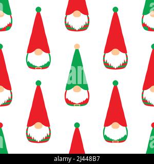 Gnomen flach liegend nahtloses Muster. Hintergrund der Vektorgrafik. Stock Vektor