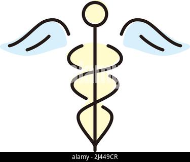 Caduceus von Hermes Healthcare flaches Symbol, Vektor Stock Vektor