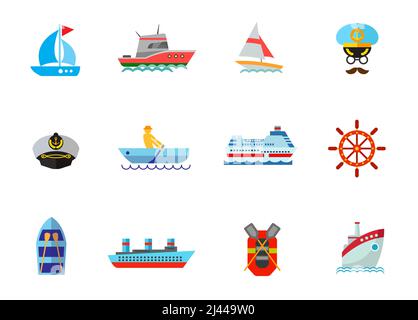 Tempomat-Symbol eingestellt. Segelyacht Gesicht von Kapitän Captain hat man Rudern in Boot Kreuzfahrt Schiff Lenkrad Boot mit Rudern Steamship Rubber Boat Stock Vektor