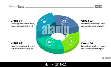 3D Ringdiagramm mit Vorlage für vier Gruppen. Element des Diagramms, Diagramm, Infografik. Konzept für Präsentation, Folienvorlage, Geschäftsbericht. Kann verwendet werden Stock Vektor