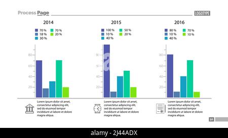 Fünf Vergleichsdiagramme mit fünf Optionen. Analyseelement, Diagramm, Infografik. Konzept für Präsentation, Vorlagen, Geschäftsbericht. Können wir sein Stock Vektor