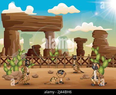 Cartoon Erdmännchen genießen in der Wüste Stock Vektor