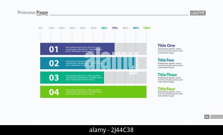 Diagramm mit vier horizontalen Balken. Geschäftsdaten. Prozentsatz, Diagramm, Design. Kreatives Konzept für Infografik, Vorlagen, Präsentation, Bericht. Kann verwendet werden Stock Vektor