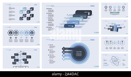 Marketing-Set kann für Workflow-Layout, Verwaltung und Bericht verwendet werden. Business Education Konzept mit Schritten, Prozess- und Organisationsdiagrammen Stock Vektor