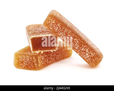 Fruchtgeleeriegel isoliert auf Weiß Stockfoto