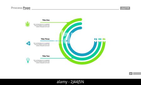 Kreisdiagramm mit drei Elementen. Prozessdiagramm, Optionsdiagramm, Diagramm. Kreatives Konzept für Infografiken, Präsentation, Projekt, Bericht. Kann verwendet werden Stock Vektor