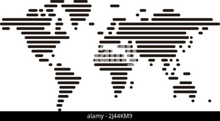 Einfache horizontale Linie Karte der Welt, Vektor weißen Hintergrund Stock Vektor