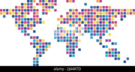 Karte der Welt mit Mosaikpunkten. Nahtlos Stock Vektor