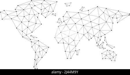 Karte des weltweiten Internet-Netznetzes. Hintergrund für soziale Kommunikation. Vektorgrafik Stock Vektor