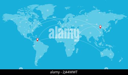 Weltkarte und Fluggesellschaft, Vektordarstellung Stock Vektor