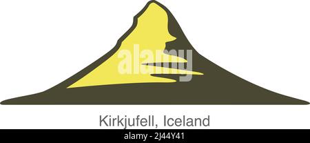Kirkjufell, Island, Wahrzeichen flache Icon-Design, Vektor Stock Vektor
