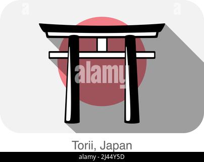 Totii, Japan, Wahrzeichen flache Icon-design Stock Vektor