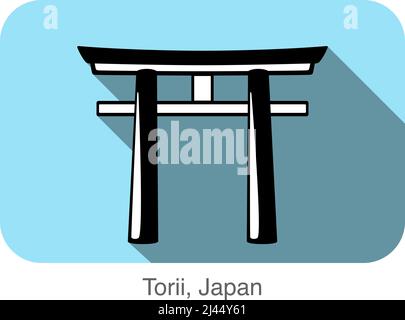 Totii, Japan, Wahrzeichen flache Icon-design Stock Vektor