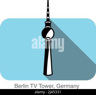 Berliner Fernsehturm, das Wahrzeichen flache Icon-design Stock Vektor