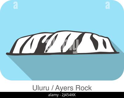 Uluru / Ayers Rock Wahrzeichen der Welt Stock Vektor