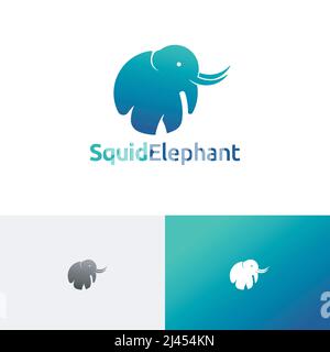 Niedliches Circle Squid Octopus Elefant Tier Wildlife Logo Stock Vektor